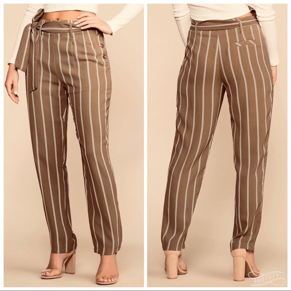 Striped Camel Cigarette Pants